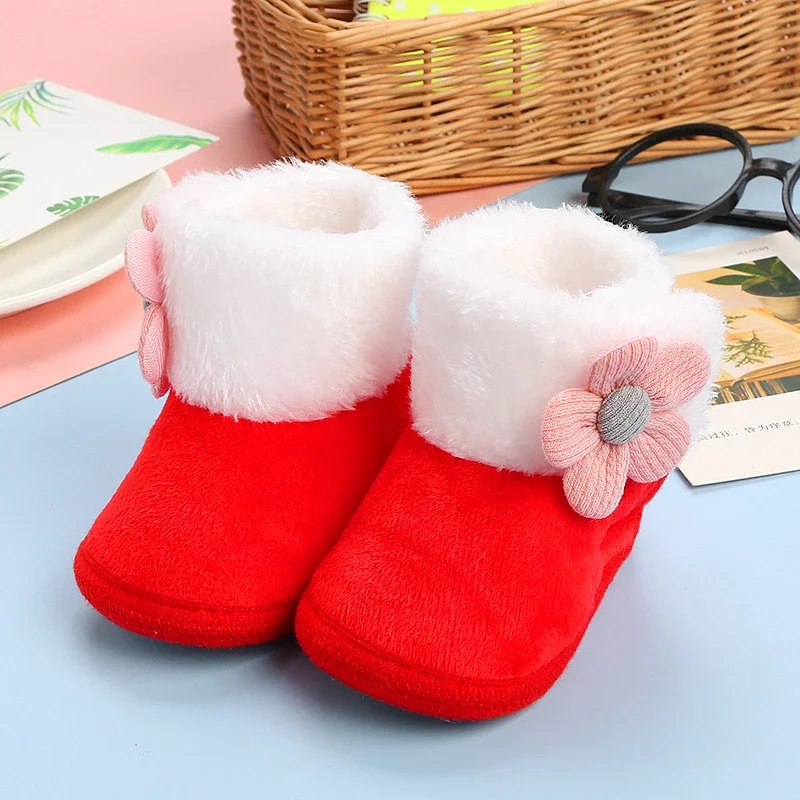Newborn Baby Girls Boys Soft Booties Solid Pompom Snow Boots Infant Toddler Newborn Warming Shoes New Fashion Comfortable Shoes 4