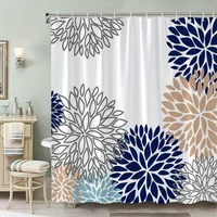 Fashion Floral Pattern Polyester Shower Curtain, Woven Bathroom Decor, Romantic Style,  Shower Curtain Sets for Bathrooms