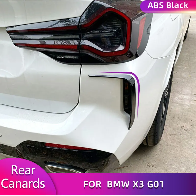 

ABS Black Car Rear Bumper Splitters Vent Fins For BMW X3 G01 25i 30i 2021-2023 Auto Racing Rear Canards Air Vent Trim Body Kits