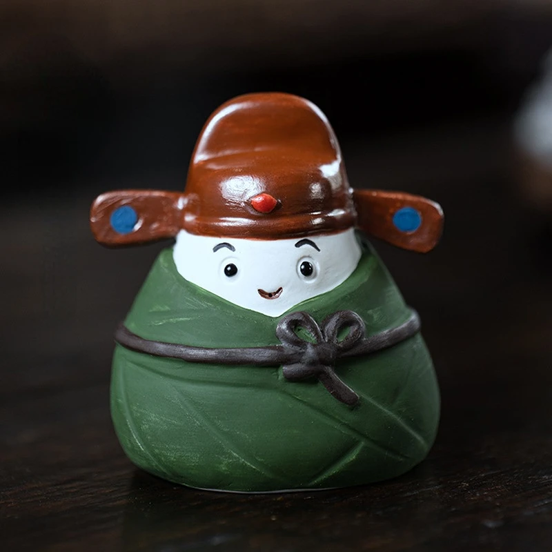 

1PC Zongzi Tea Pet Vintage Simulation Figurines Miniatures Home Office Desk Ornament Car Decoration Crafts