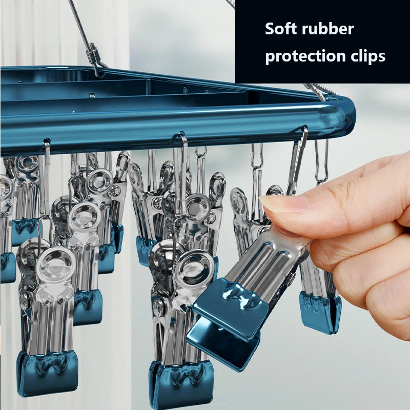 Light Luxury Windproof Socks Rack Aluminum Alloy Underwear Socks Hanger Clothes Clips Towel Drying Rack Wardrobe Organizer 6