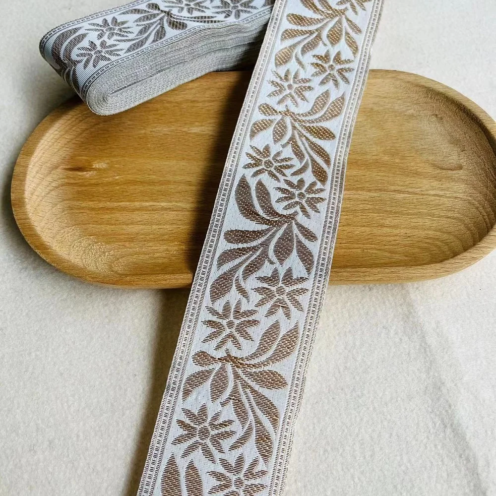 10yards/lot wide 5cm Woven Jacquard Ribbon Geometric Flowers ethnic style For Clothing Straps accessory LS-795