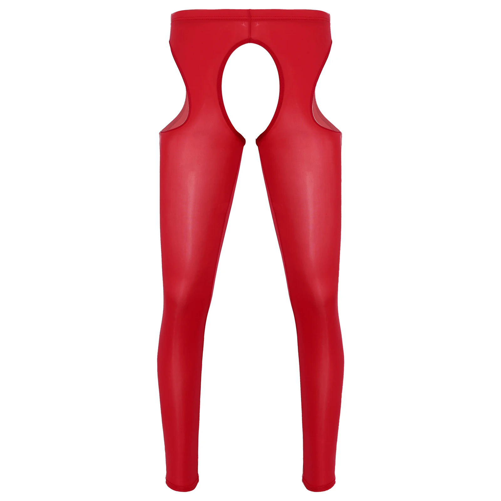 Sexy Mens Lingerie Open Crotch Skinny Pants Underwear Hollow Out Stretchy Crotchless Leggings Glossy Elastic Waistband Nightwear