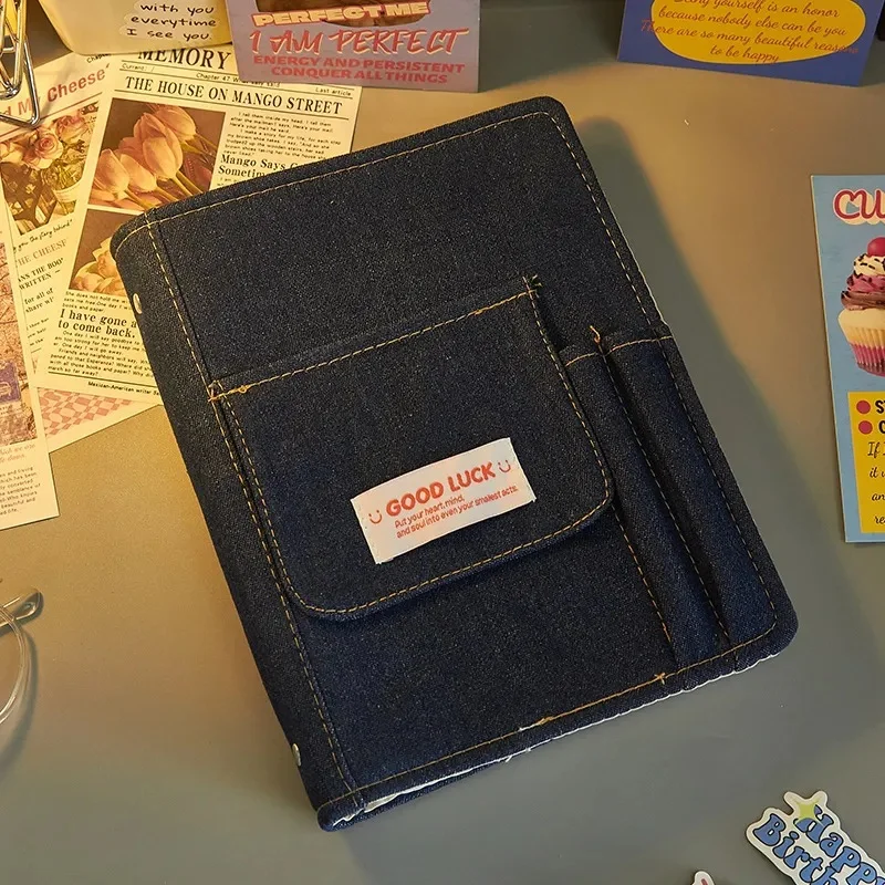 Retro Denim Journal Notebook - Mini Portable Card Organizer, DIY-Friendly