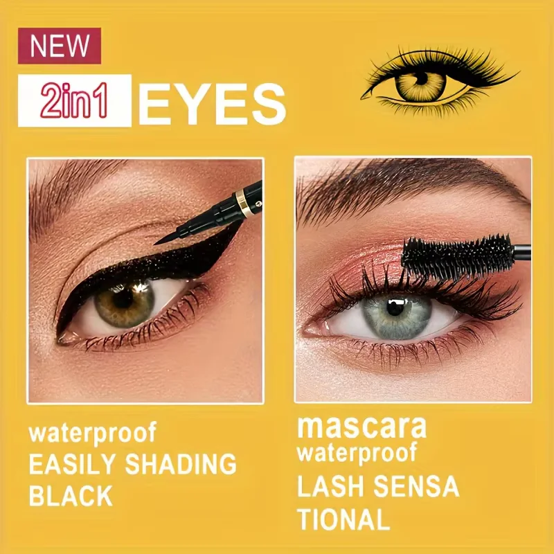 2-in-1 Makeup Set Durable Waterproof and sweat-proof Voluminous Curling Eyeliner Mascara set