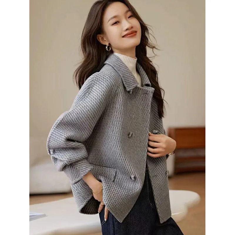 

Casual Jackets for Women 2023 Autumn and Winter Slim Coat Solid Polo Collar Vintage Fashion Korean Edition Versatile Style Jacke