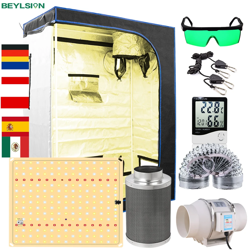 BEYLSION New Grow Tent Growbox Complete Set With 850WSCP Samsung LED Grow Lights Fan Filter Set For Hydroponics Growing System