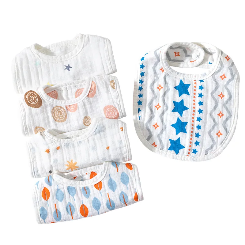

5pcs Baby Flower Bibs Rotation 6 Layers Gauze Kids Bandana Burp Cloth Soft Newborn Infant Saliva Towel Baby Feeding Stuff