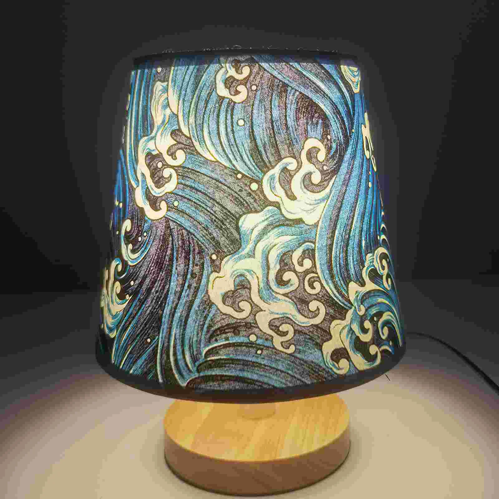

Wave Fabric Lampshade Hanging for Desk Replacement Japanese-style Table Metal Lampshades Indoor