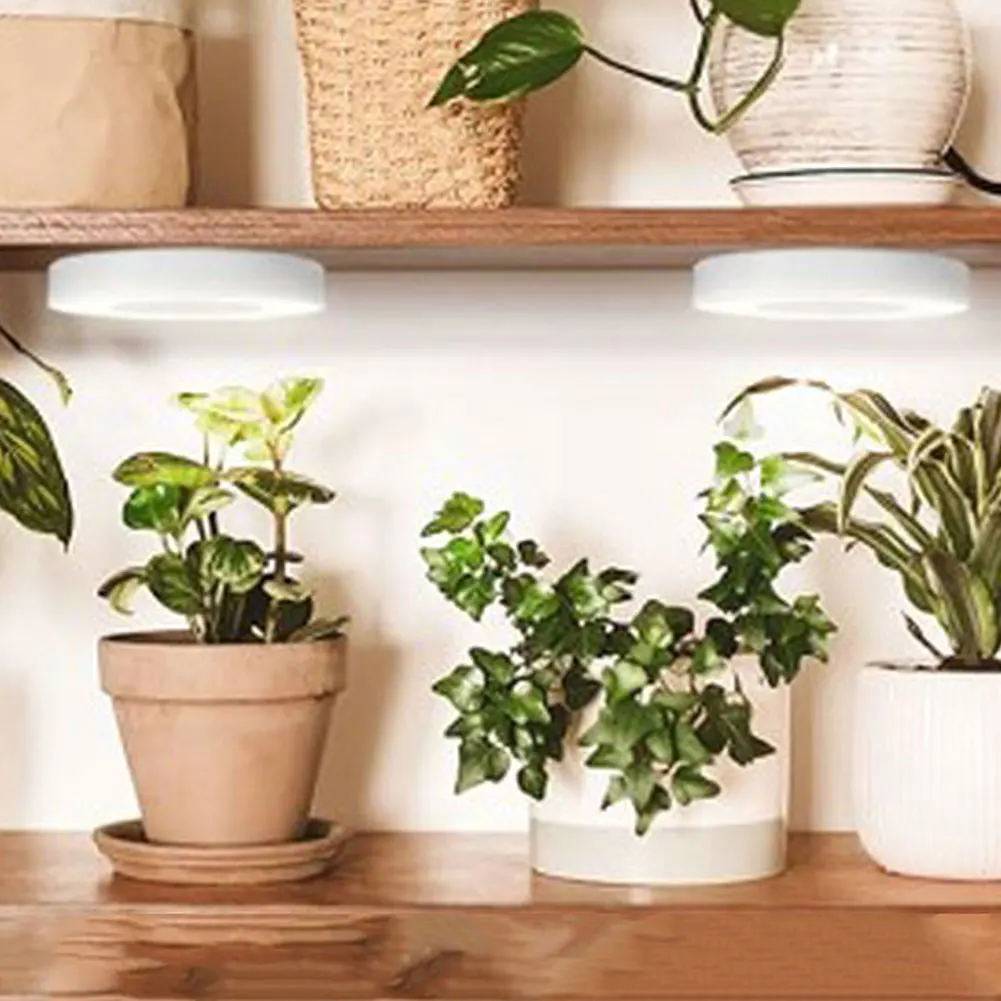 Full Spectrum LED Halo Plant Lamp 4 Dimmable Levels Halo Grow Lamp Height Adjustable Under Cabinet Plant Lamp for Small Plants