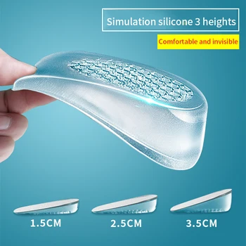 Soletta invisibile per aumento di altezza in gel di silicone Inserti per sollevamento tallone Protezione per la cura del piede della scarpa Inserto per cuscino elastico per uomo Donna 1