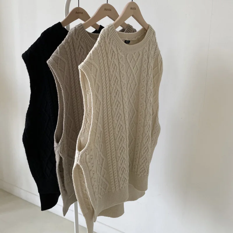 Autumn New Baby Sleeveless Sweater Twist Pattern Infant Boys Knitted Vest Toddler Girls Loose Sweater Jacket Children Clothes