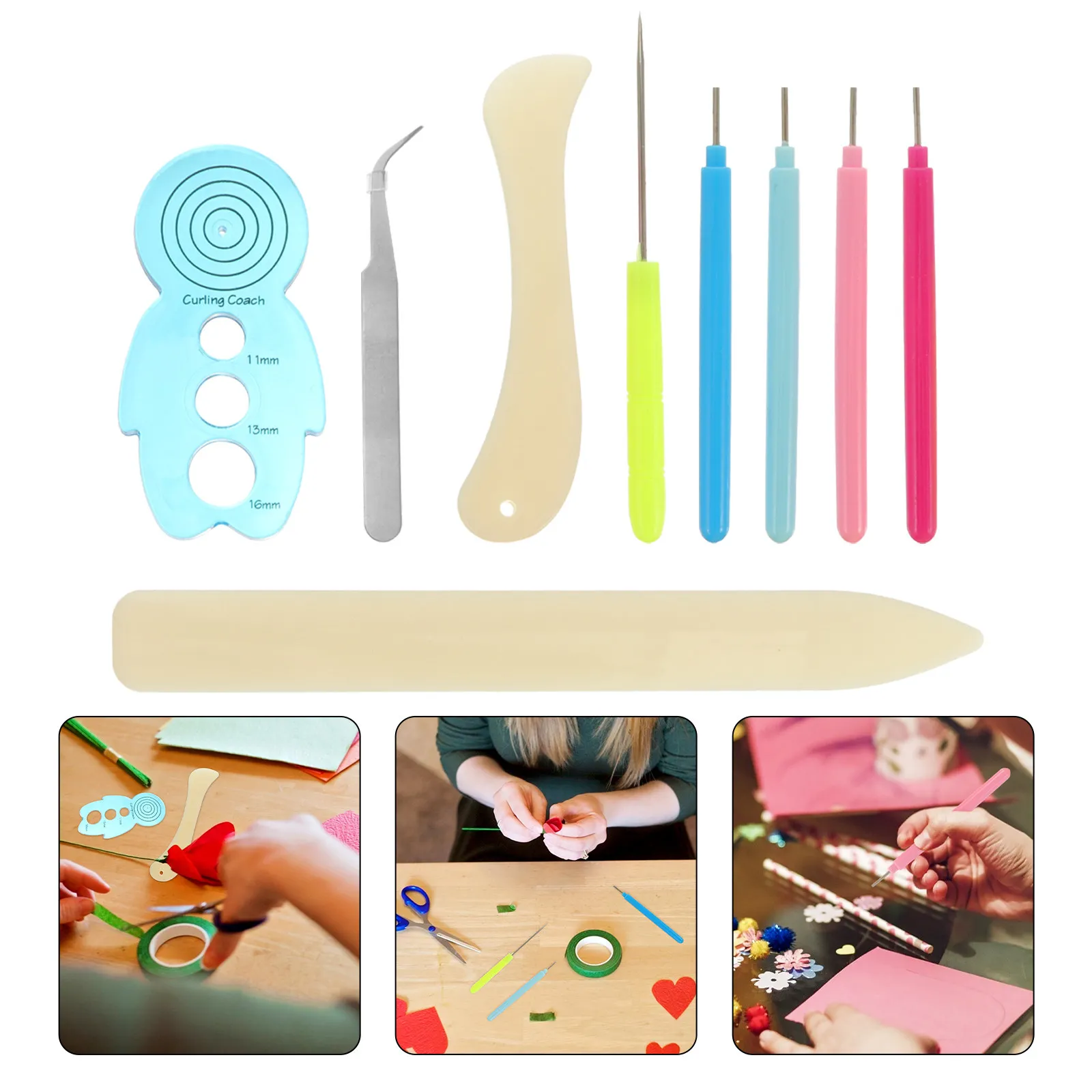 9Pcs 종이 퀼링 도구 세트 DIY 공예 예술을 위한 고품질 슬롯형 바늘 펜 플라스틱 손잡이 녹슬지 않는 제품