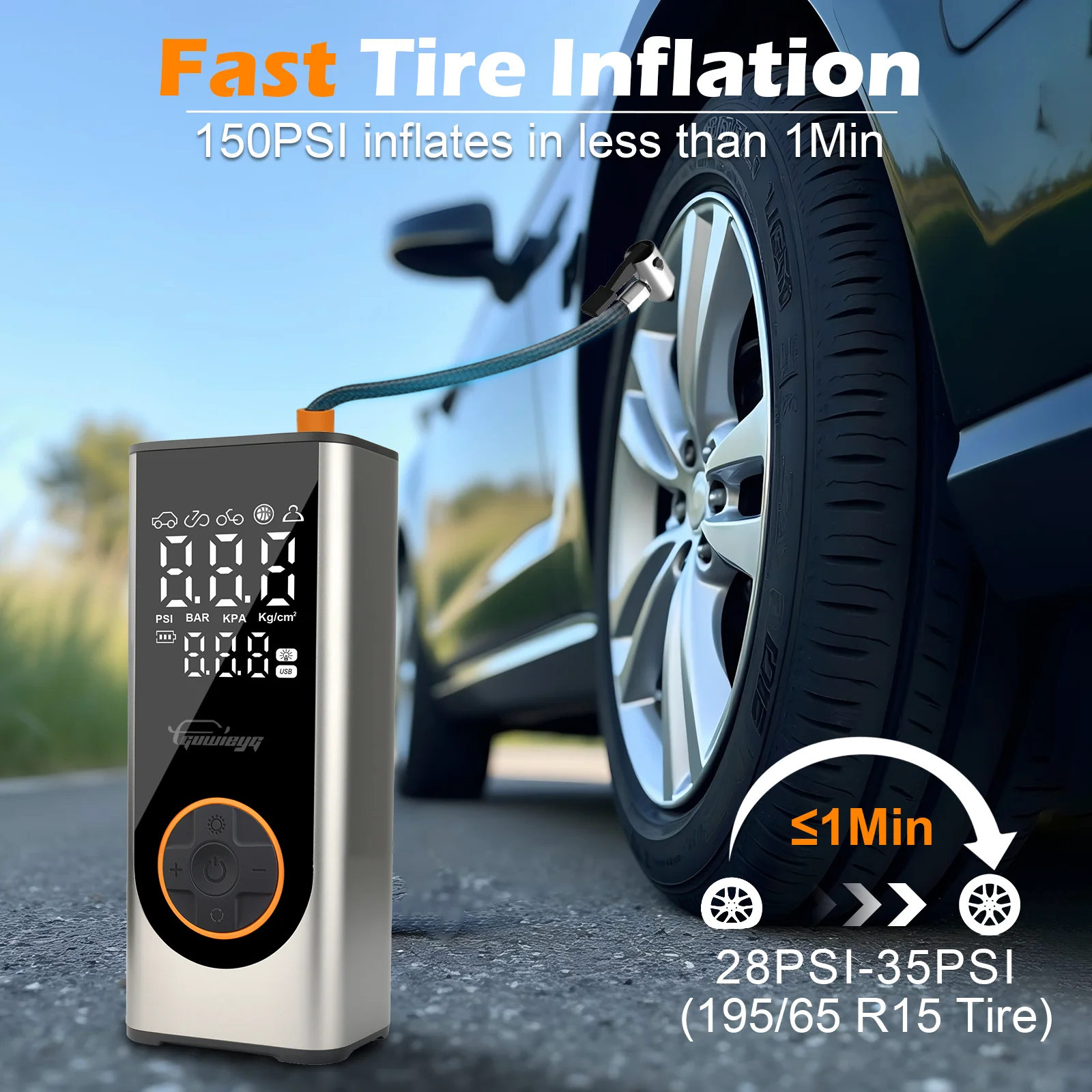 GUWIEYG ���� ���� ���� �޴�� ���� �������� - �ڵ���, ������, �������, ������ ���� 150PSI Ÿ�̾� ���÷����� - ����