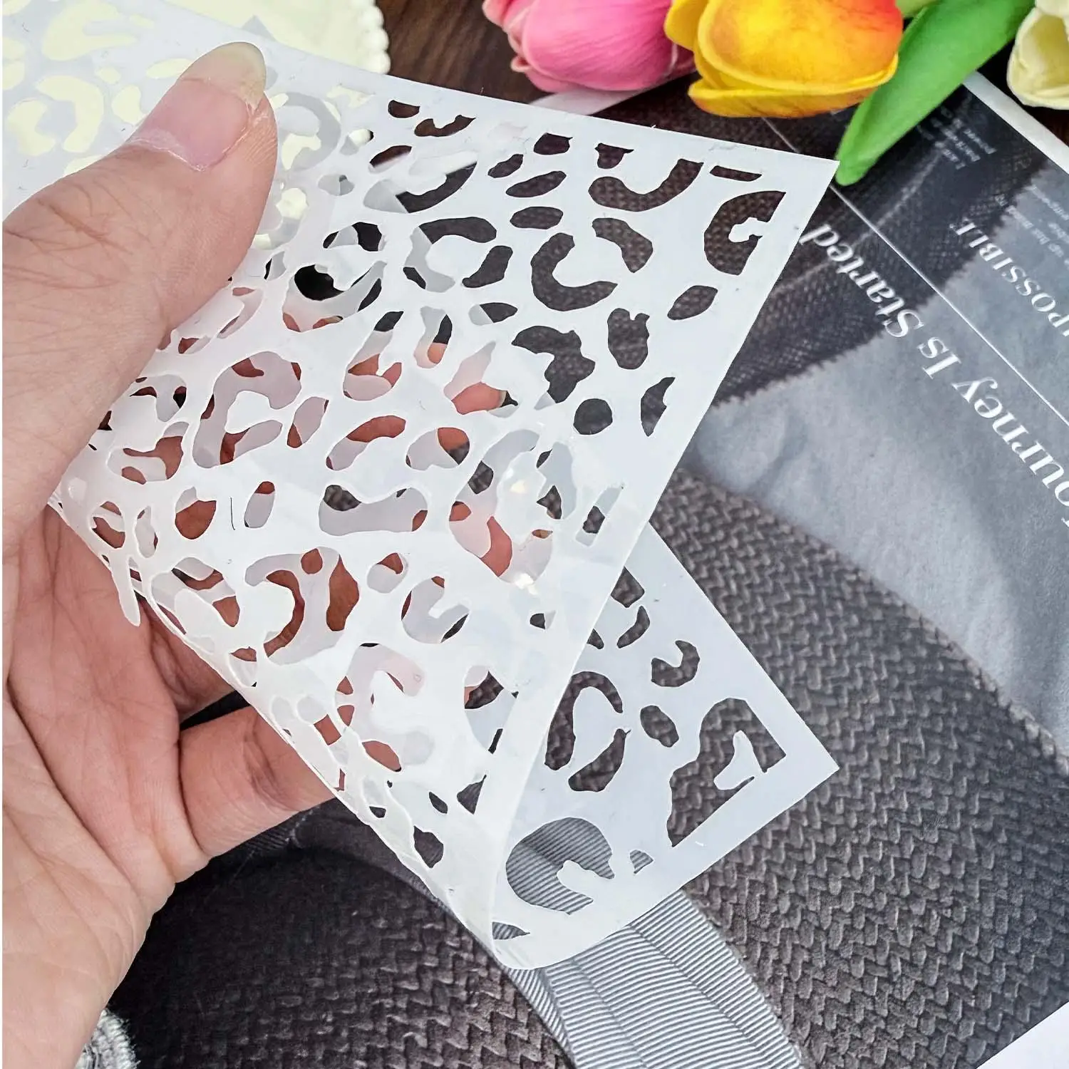 DIY 표범 인쇄 메이크업 템플릿 1-5pcs 요소 복고풍 그림 스텐실 동물 패턴 임시 문신 눈 얼굴 바디 아트
