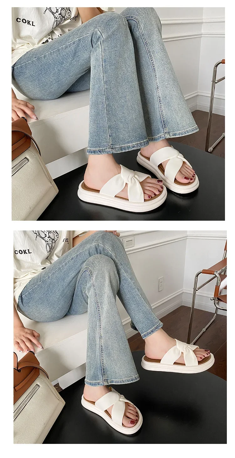 Vielseitige Damen-Sandalen mit dicker Sohle – Neuheiten für den Sommer: Modische Crossbody-Strandpantoletten mit elegantem Plateau – Detail 2