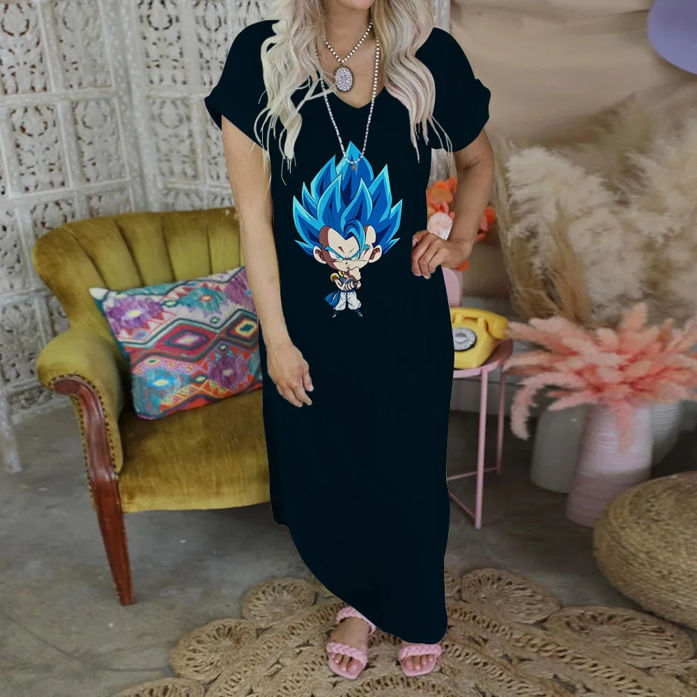 

Elegant Casual Women's Dresses Vegeta Dragon Ball Z Zevity Split Skirt Maxi Dress Fashion Robe Goku Summer 2023 Evening Party Z
