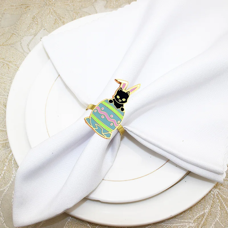 Colorful Bunny Napkin Button Stylish Festival Rabbit Easter Egg Napkin Ring Unique Wedding Banquet Table Decoration Wedding