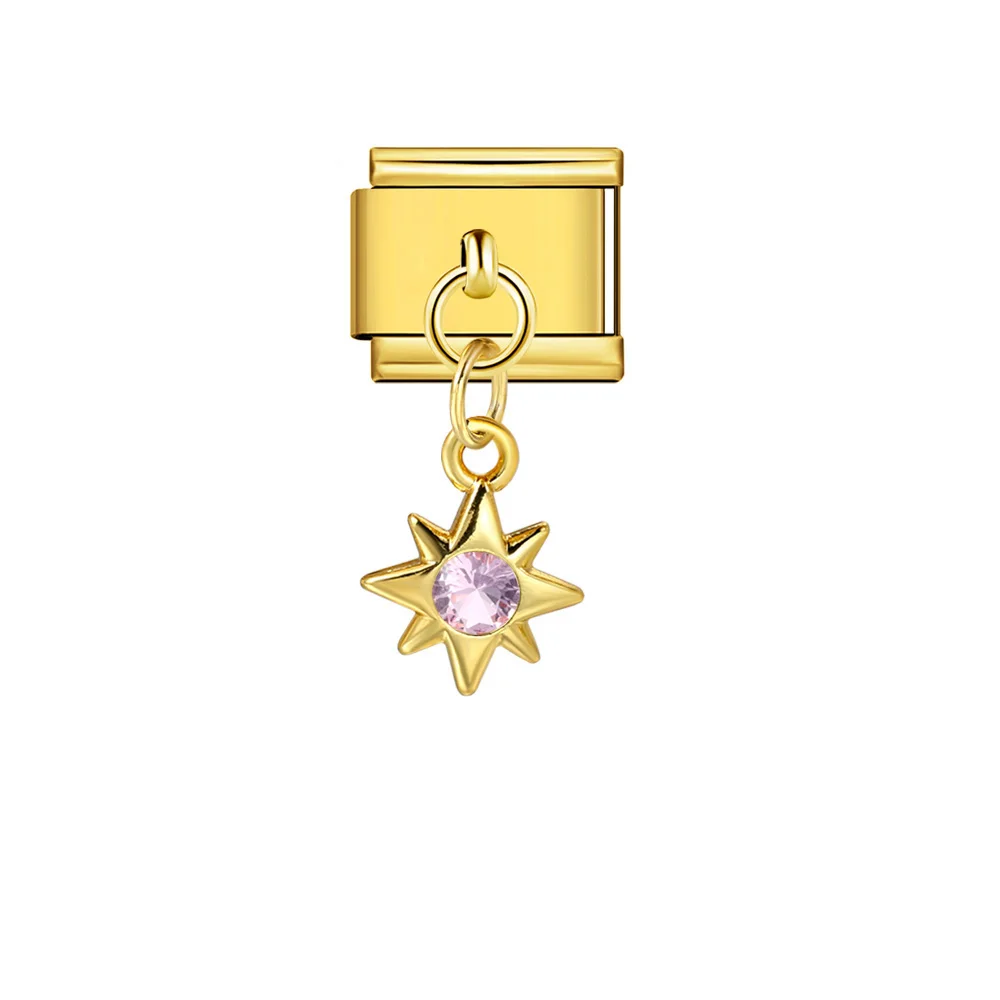 GEMOSA Niedlicher Y2k-Mini-Stern, bunter CZ-Anhänger, italienischer Charm-Link, passend für 9 mm Edelstahl-Armbänder, DIY-Schmuck für Frauen – Detail 7