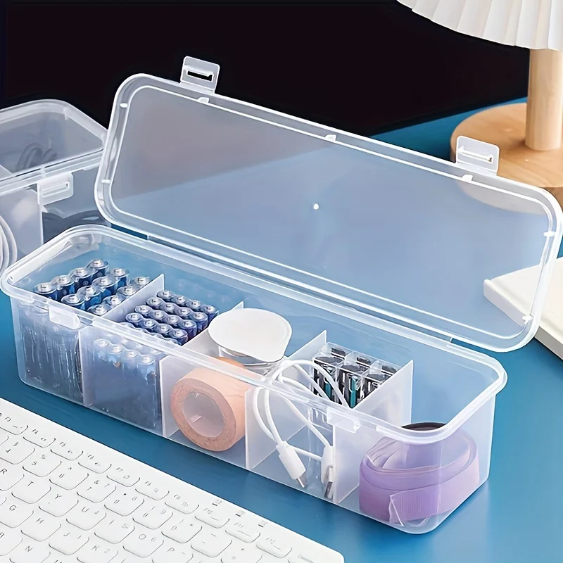 Cable Management Storage Box Set - Durable 5-Compartment Desk Organizer