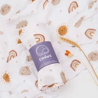 Elinfant Rainbow Color 100% Cotton 4PCS Gift Set Popular Muslin Swaddle Blankets Bamboo Cotton Newborn Baby Bath Towel Wrap 2