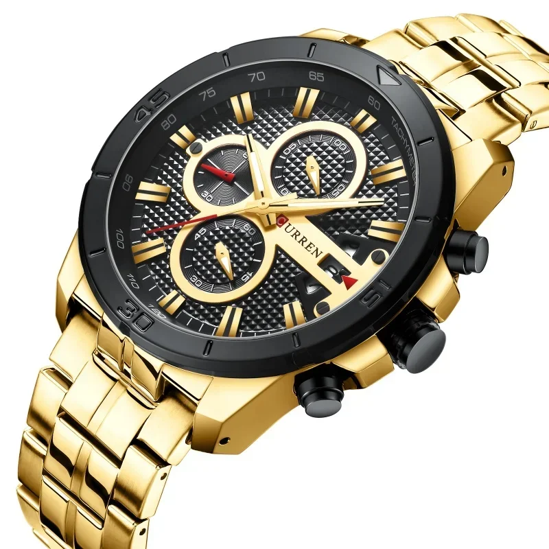 Curren New 8337 Men's Watch Six-needle Multi-function Quartz Calendar Watch Steel Belt Men's
