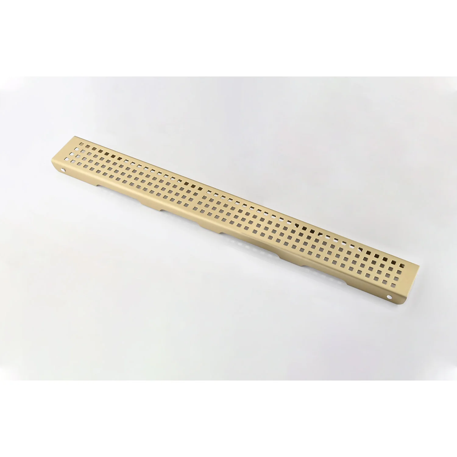 12 Inches Linear Shower Drain with Removable Quadrato Pattern Grate, 304 Stainless Shower Drain Included Hair Strainer and Level 5