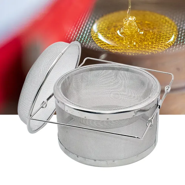 Rozsdamentes Acél Kettős Rétegű Méh Mézes Szűrő Szennyeződések Újrahasznosítható Hálószűrő Apikultúra Kaptár Felszerelés - Image 2
