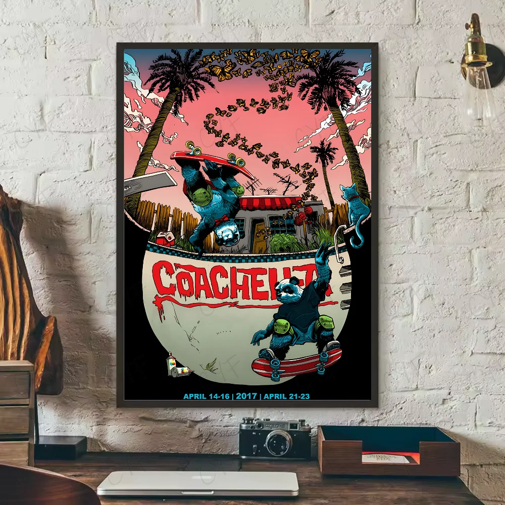 Hot Coachella Festival Poster HD art sticky wall waterproof home living room bedroom bar aesthetic decoration