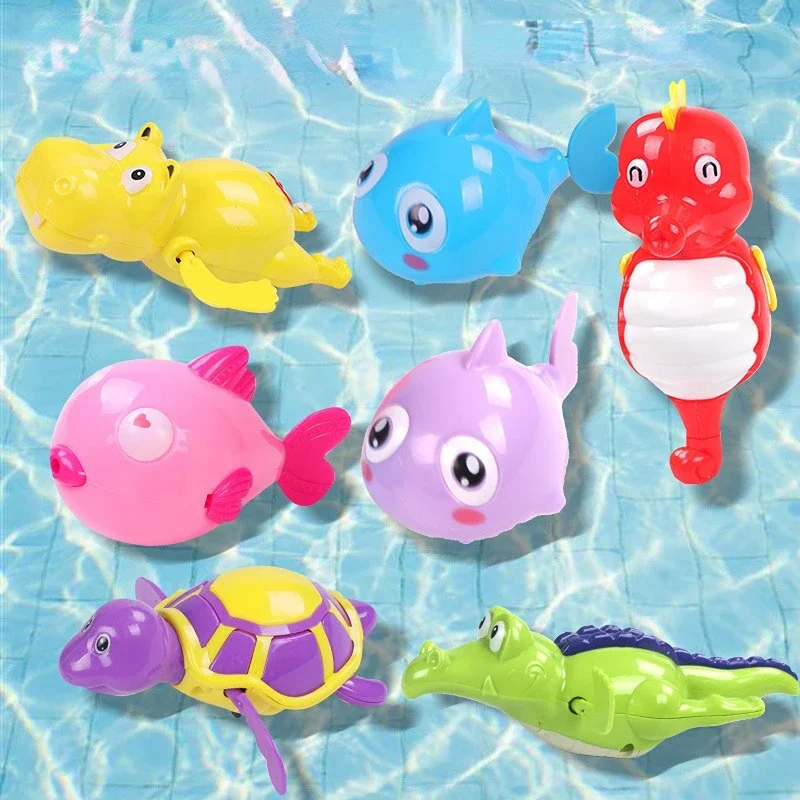 Baby Bath Toy Bathing Cute Swimming Turtle Shark Pool Beach Chain Clockwork Floating Water Game For Kids Water Playing Toys