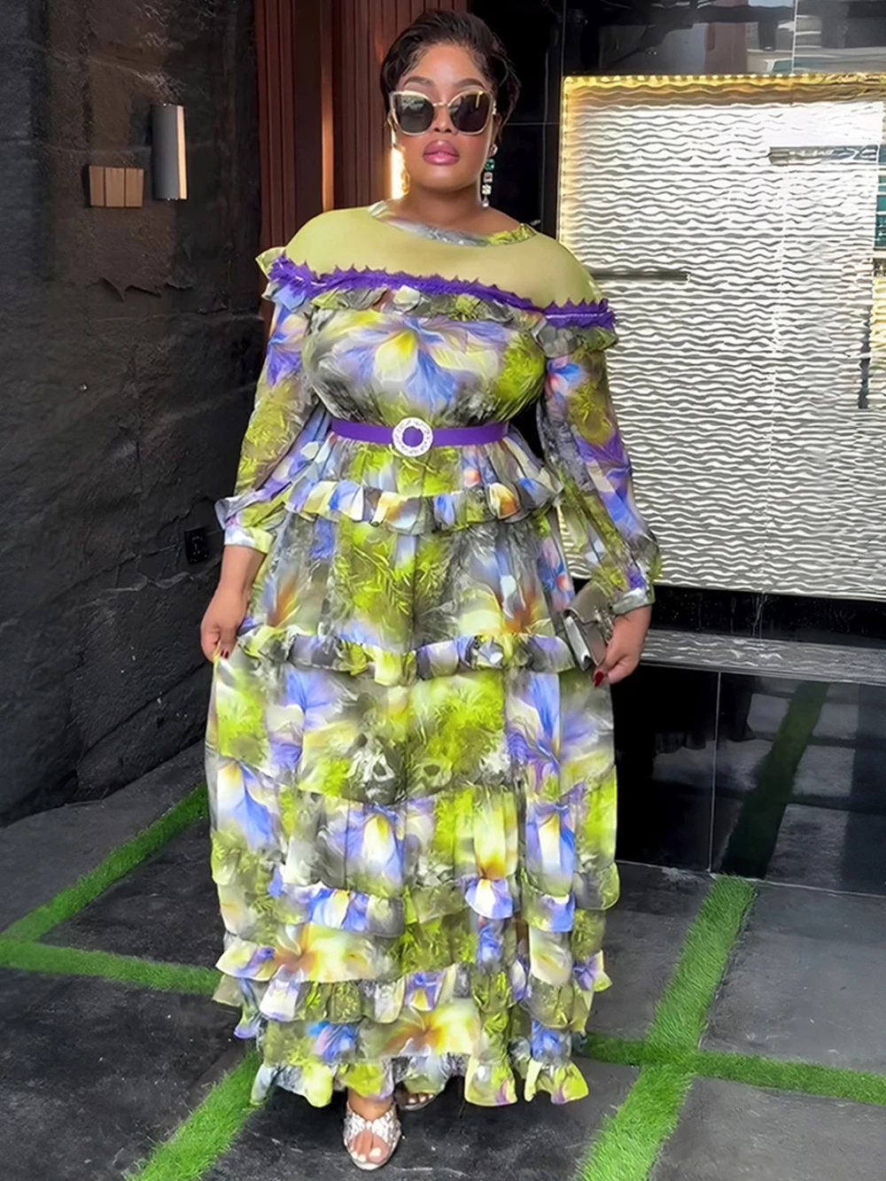 green emerald velvet dress Orange Florals Flowy Maxi Dress – Purple Door Boutique main image 0
