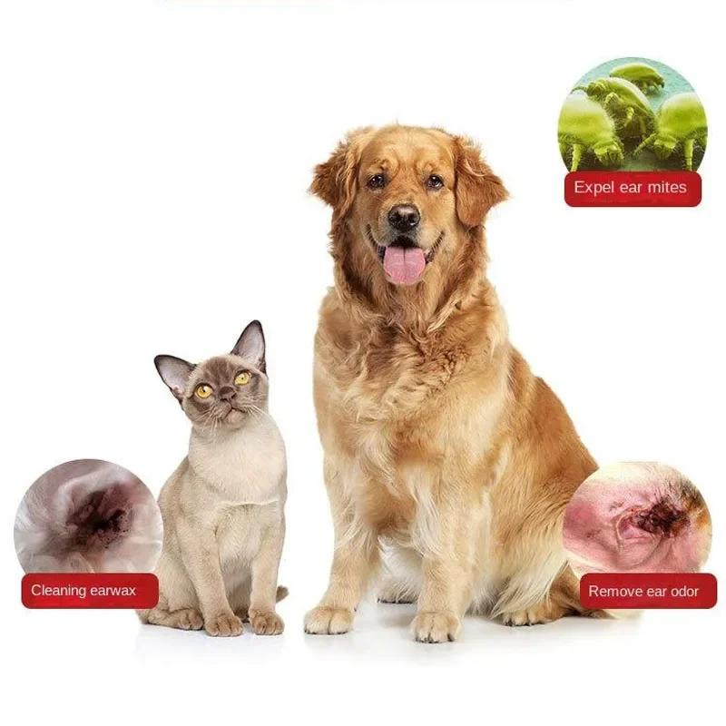 Pet Ear Drops Cat Dog Ear Cleaner Mites Removal Earwax Clean Infection Control Deodorizing Relieve Itching Dog Wash Solution pet ear drops