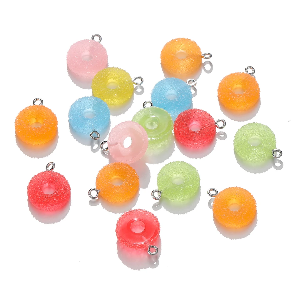 

10pcs/lot Doughnut Soft Candy Charms Cute Kawaii Resin Pendant for Earrings Bracelets Jewelry Making Supplies Diy Accessories