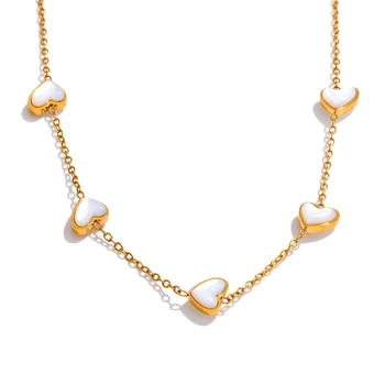 High Quality Double-Sided Shell Chain Necklace Gold Color Stainless Steel Exquisite Collarbone Chain Jewelry Gift 7