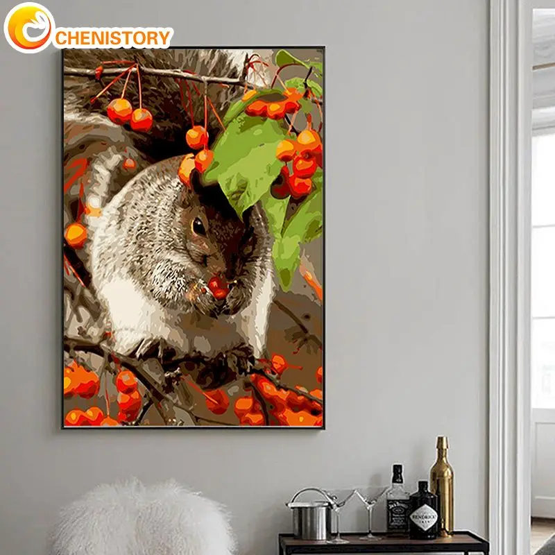 

CHENISTORY 40x50cm Picture By Number Squirrel Animals Kits DIY Gift Painting By Number On Canvas HandPainted Home Decoration