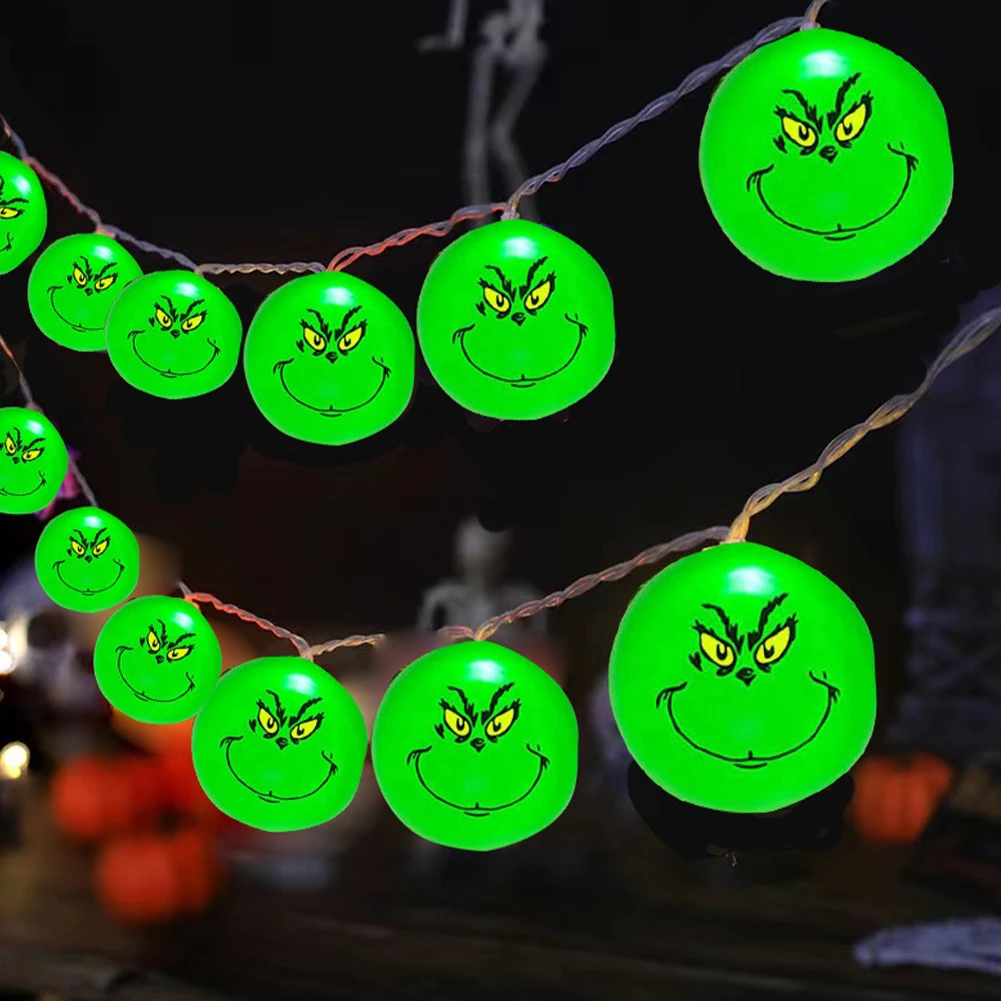 2024 Halloween Day Decoration Party String Lights Funny Green Balls Lights DIY Christmas Tree Decor Light Holiday Party Supplies 2