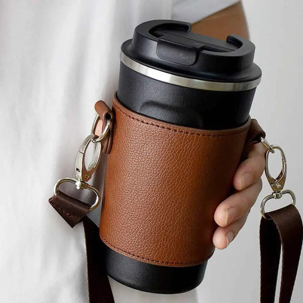 

Detachable Cup Holder Bag Eco-Friendly Hand-Carrying Leather Case Coffee Cup Holder Hanging Portable Handbag Beverage Cup Sleeve