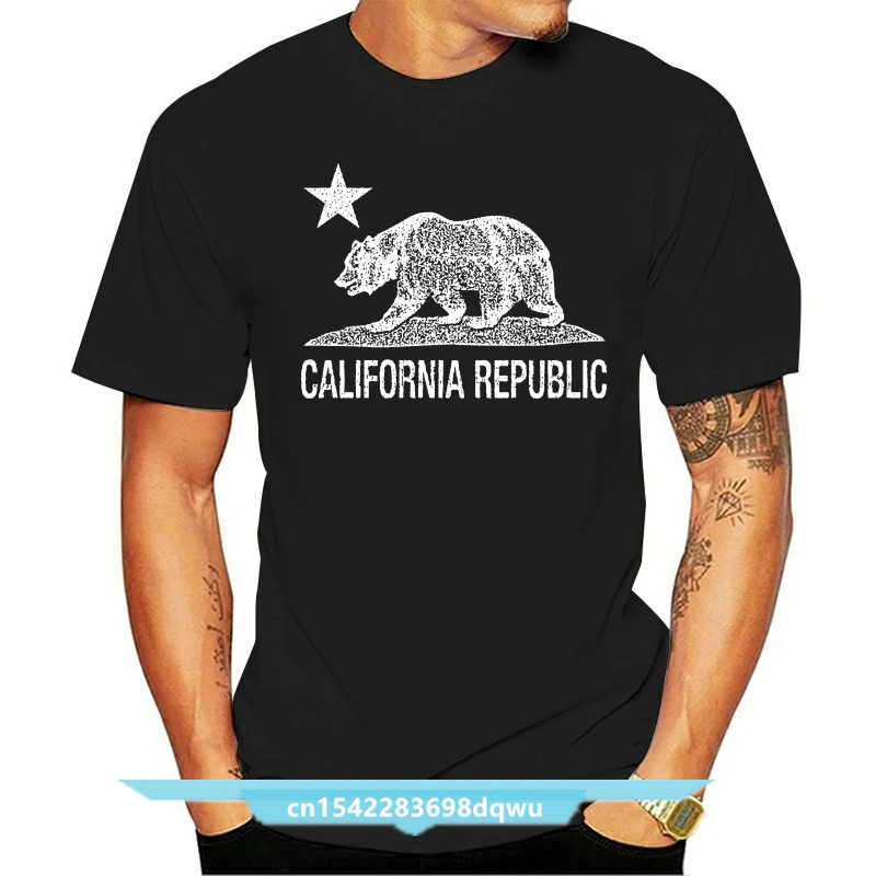 

California Republic Cali Bear Star Vintage T-shirt State Flag Novelty Funny
