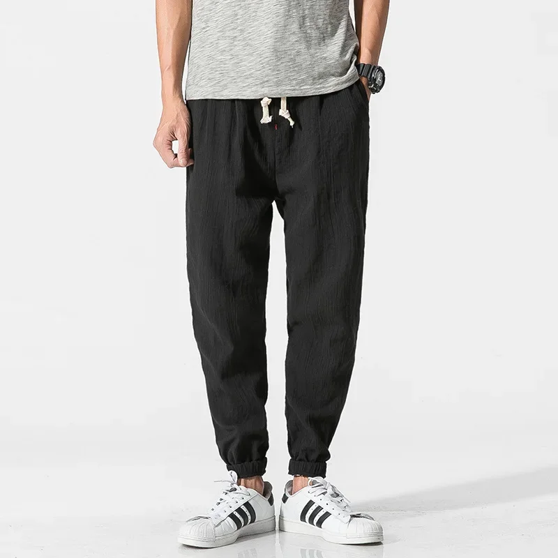 Men's Cotton and Linen Harem Pants Leggings Japanese Casual Pants Chinese Style Bloomers Men's Linen Pants   Cargo Pants Streetw 2
