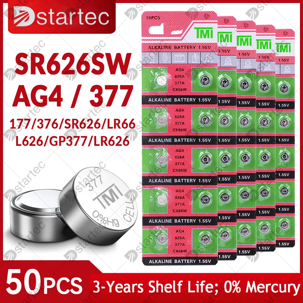Batterie en oxyde d'argent pour montre, 20 pièces, 100%, Renata 377, SR626SW,  AG4, LR626, 1.55V, SR66, V377 - AliExpress