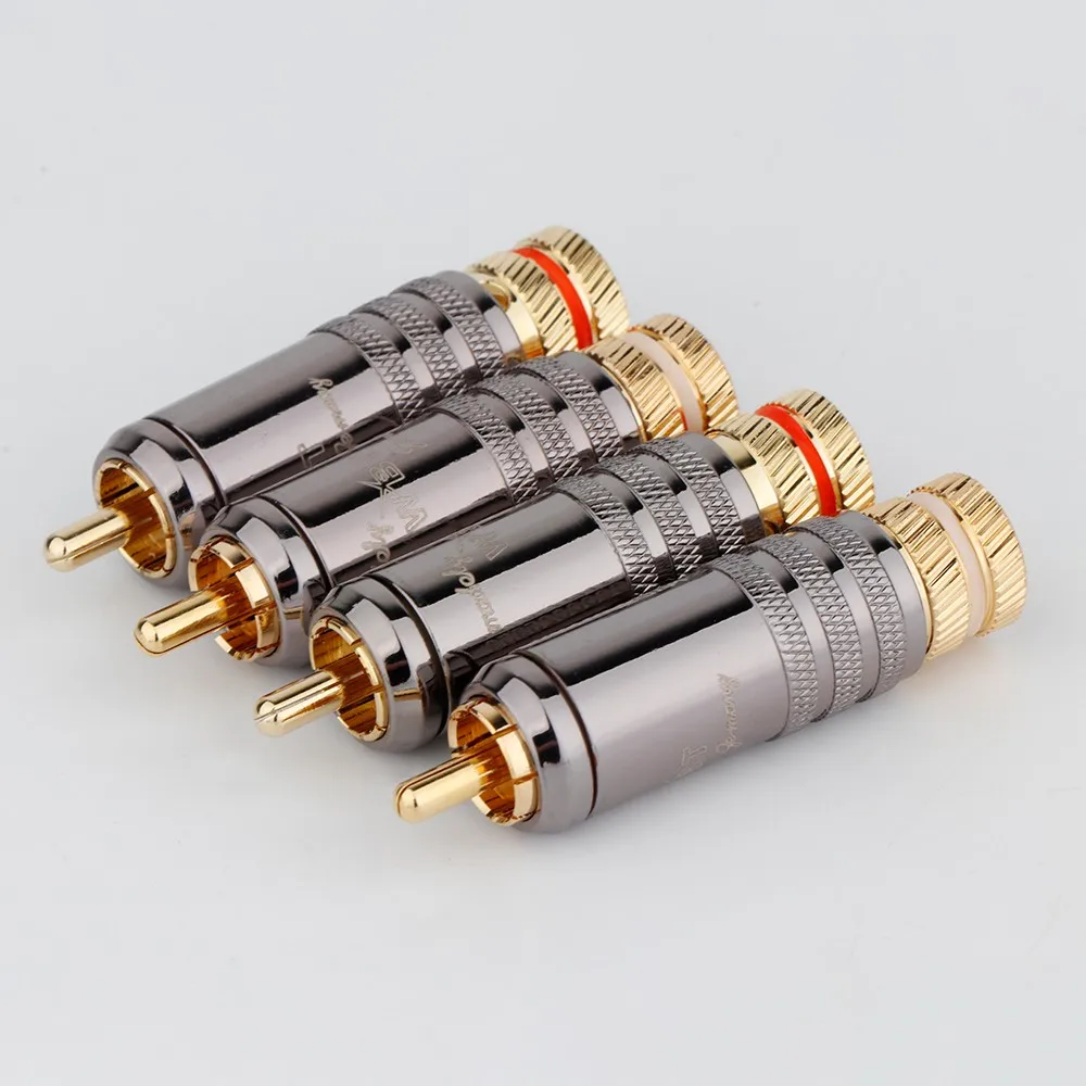 4 teile/los R1731 Neue Gold Überzogene Kupfer RCA Stecker Langlebig RCA Stecker Schrauben Löten Locking Audio Video Stecker 57mm * 14mm – Detail 4