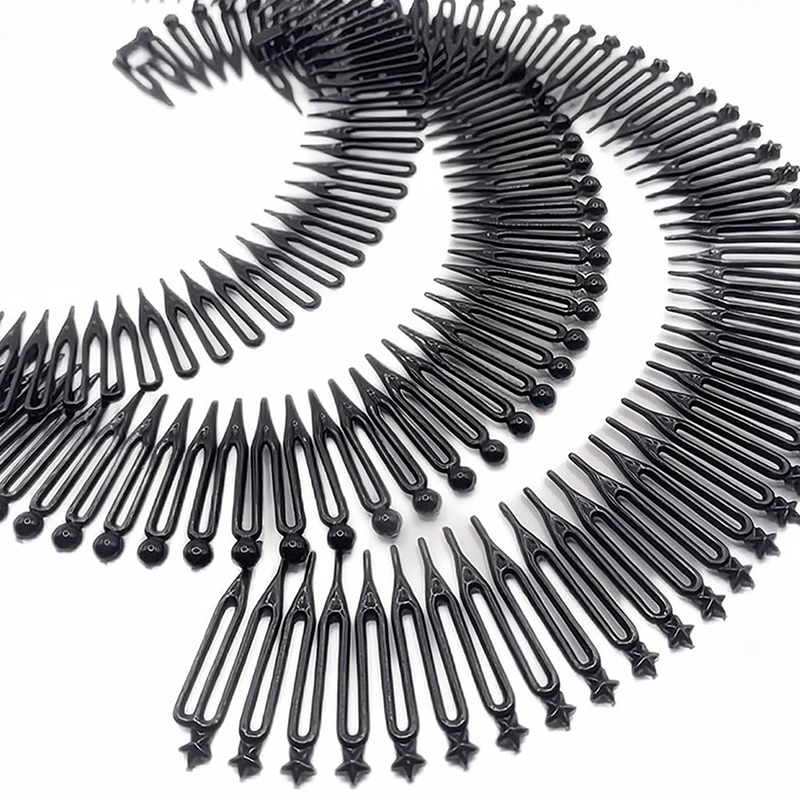 Stretch flexible Kämme Zähne Vollkreis Haar Reifen Band Clips Haarband Gesichts wäsche Stirnbänder fest koreanische Haarschmuck schwarz – Detail 4