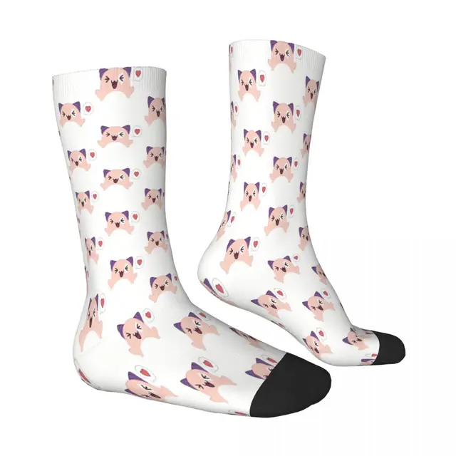 Pink Bean Heart MapleStory Maple Story Socks - a fun, fashionable, and affordable accessory for men and women.