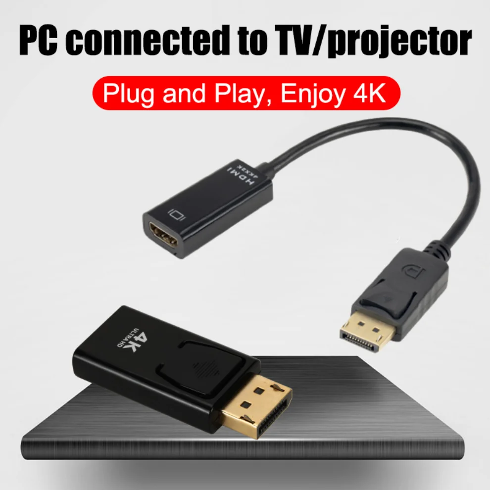 4K DP to HDMI-compatible Adapter Converter DisplayPort to HDMI Cable DP Male HDMI Female HD TV Video Audio Adapter For PC TV