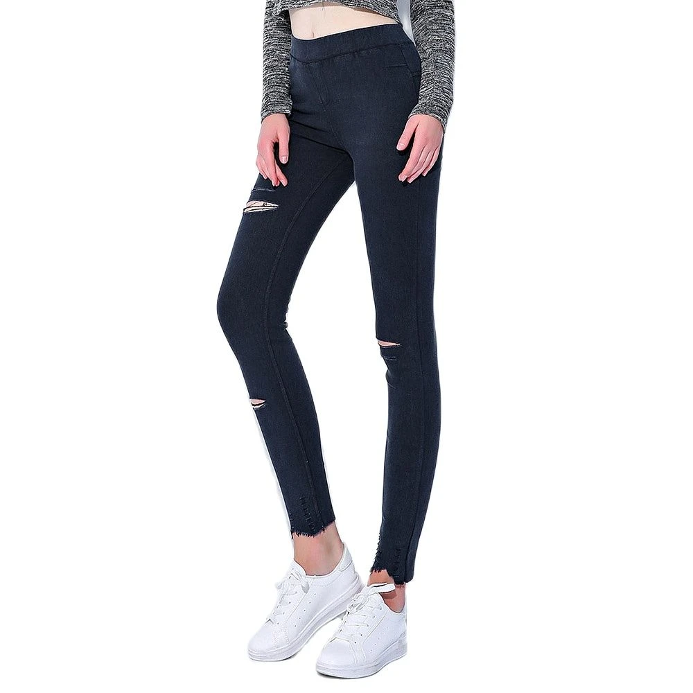 Spring Autumn Lady Sexy All Match Basic Imitation Denim Leggings High Elastic Skinny Ankle Women Pencil Pants Free Ship Dropship compression leggings