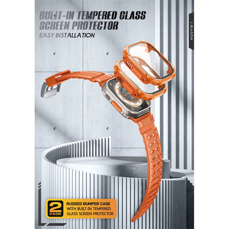 Rugged Armorbox Watch Band with Dual Tempered Glass Protectors