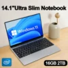 LENO Ultra Slim 14.1"Laptop 16GB RAM 2TB SSD Windows 11 Intel N3700 Notebook Gamer 1920*1080  Display Office Study Computer PC