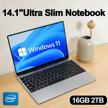 LENO Ultra Sottile 14.1 "Laptop 16GB di RAM 2TB SSD Windows 11 Intel N3700 Notebook Gamer 1920*1080 Display Ufficio Studio Computer PC