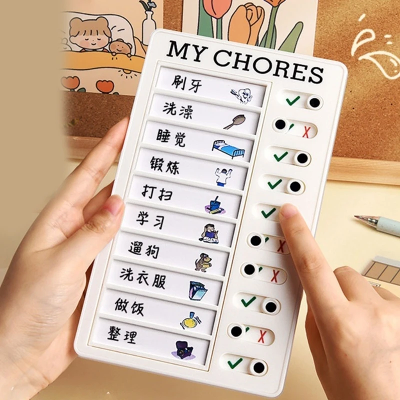 Portable Chore Chart for Kids, Toddler Chore Board Checklist Board with 60 Cardstock for Daily Schedule Routine Planning