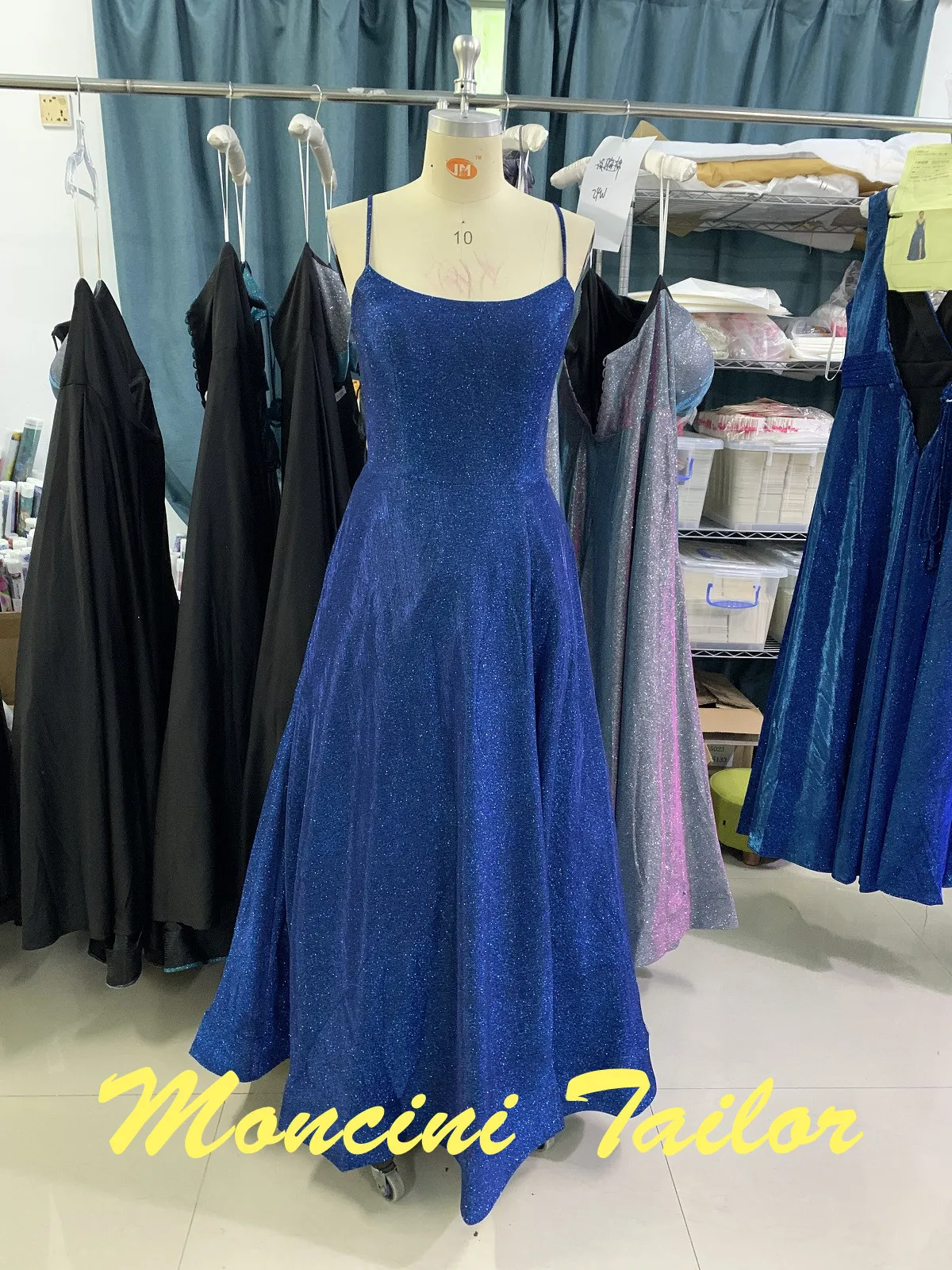 

2024 популярное блестящее классическое синее тканевое вечернее платье с бисером и квадратным воротником с разрезом luckgirls настраиваемое платье для выпускного вечера